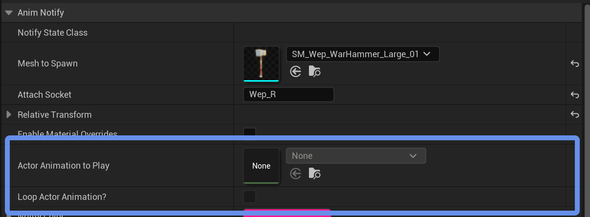 Non-editable animation properties