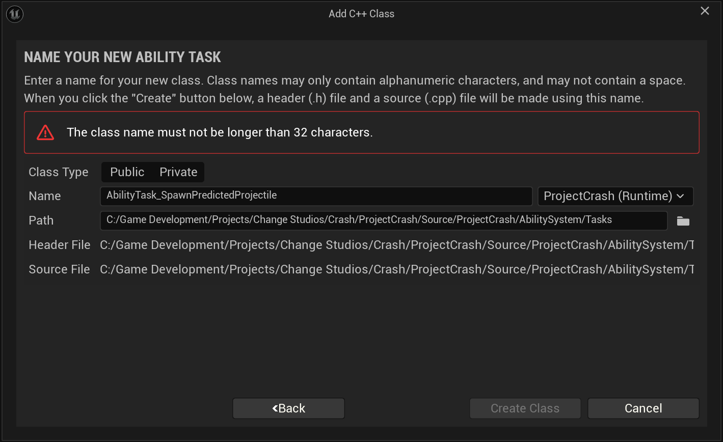 Ability task class wizard
