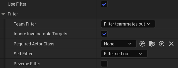 "Filter" struct options